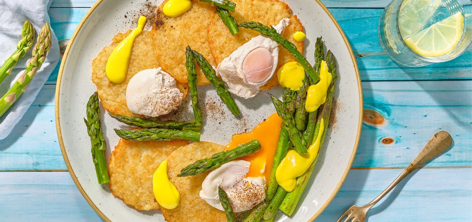 AVIKO Kartoshka krep pishirilgan tuxum, asparagus va gollandez sousi